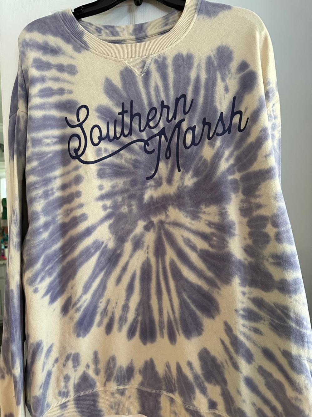 Ladies Southern Marsh Cream and Lavender Tie-Dye Crewneck Sweatshirt XL Like New